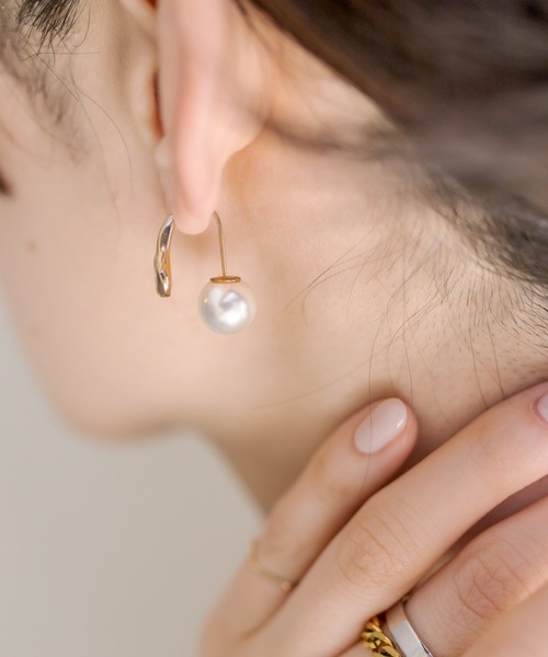 雫クリア×パールピアス（ピアス（両耳用））｜ear PAPILLONNER