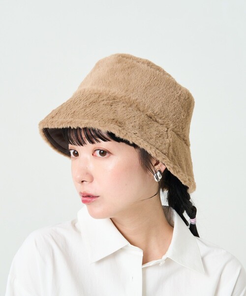 FREAK'S STORE（フリークスストア）の「【WEB限定】リバーシブルエコファーバケットハット（ハット・レディース・ブラック/ダークブラウン/ブラウン・ONE SIZE）」の2枚目の写真