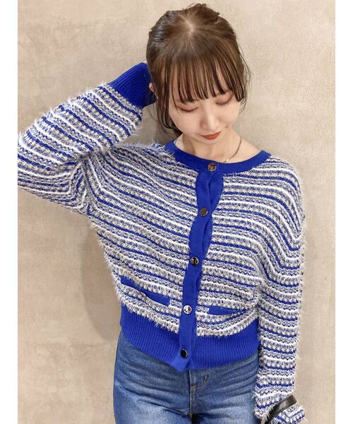 dazzlin（ダズリン）の「ツイードライクニットカーディガン（カーディガン/ボレロ・レディース・ブルー/レッド/ベージュ・FREE）」の3枚目の写真