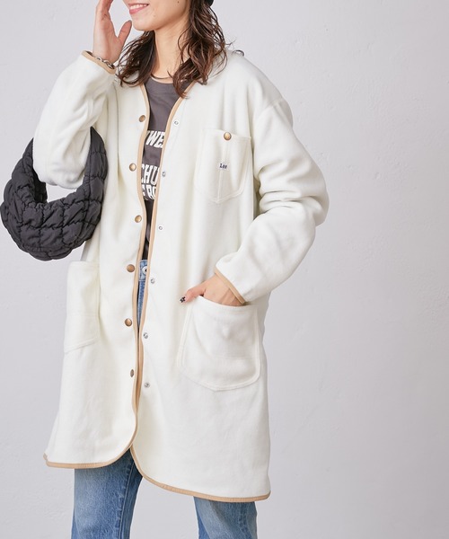 Lee（リー）の「【Lee/リー】別注ノーカラーフリースジャケットロング