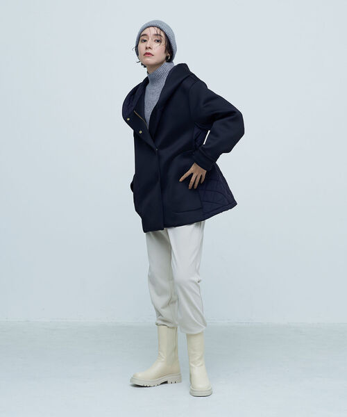 NOLLEY’S（ノーリーズ）の「◇【WEB限定】ダンボール×キルティング フードブルゾン（ブルゾン・レディース・ブラック/チャコールグレー/ベージュ・FREE）」の5枚目の写真