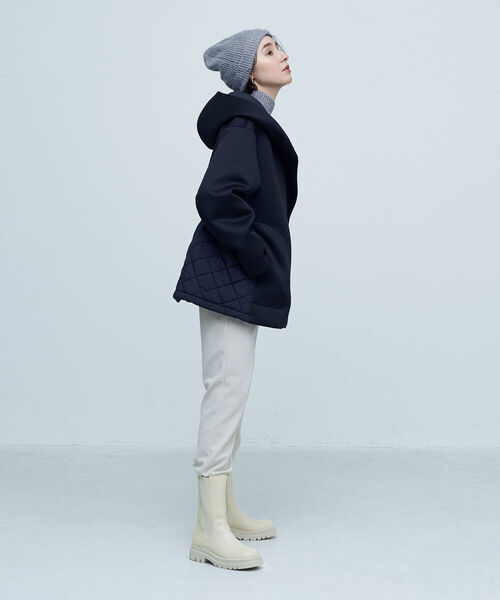 NOLLEY’S（ノーリーズ）の「◇【WEB限定】ダンボール×キルティング フードブルゾン（ブルゾン・レディース・ブラック/チャコールグレー/ベージュ・FREE）」の9枚目の写真