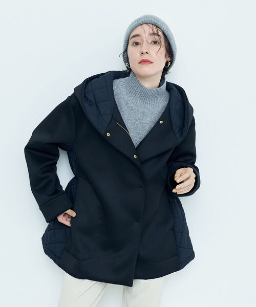 NOLLEY’S（ノーリーズ）の「◇【WEB限定】ダンボール×キルティング フードブルゾン（ブルゾン・レディース・ブラック/チャコールグレー/ベージュ・FREE）」の10枚目の写真