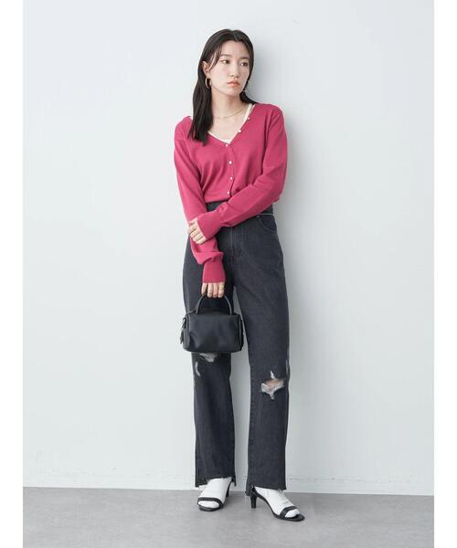 earth music&ecology(アースミュージックアンドエコロジー)の「ハイゲージ多釦カーディガン(カーディガン/ボレロ・レディース・ブラック/ブラウン/グリーン/アイボリー/ピンク系その他2・S/M)」の15枚目の写真