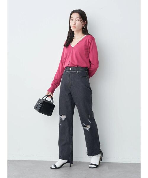 earth music&ecology(アースミュージックアンドエコロジー)の「ハイゲージ多釦カーディガン(カーディガン/ボレロ・レディース・ブラック/ブラウン/グリーン/アイボリー/ピンク系その他2・S/M)」の16枚目の写真