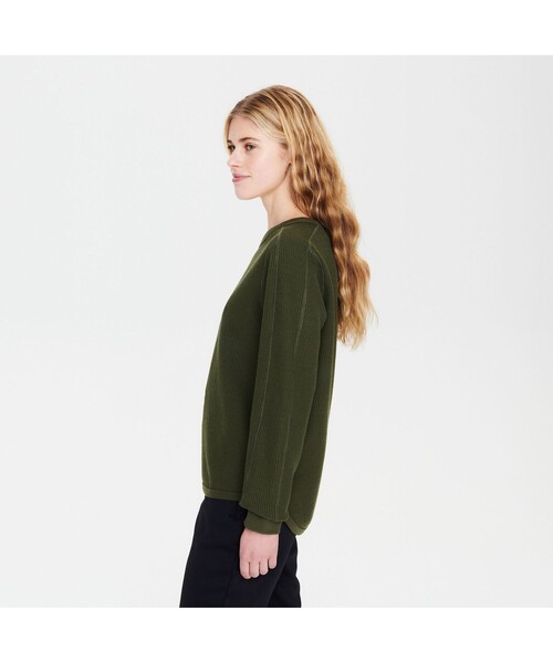 AIGLE（エーグル）の「ロングスリーブワッフルTシャツ（Tシャツ/カットソー・レディース・オフホワイト/ピンク/モスグリーン・S/M/L）」の7枚目の写真