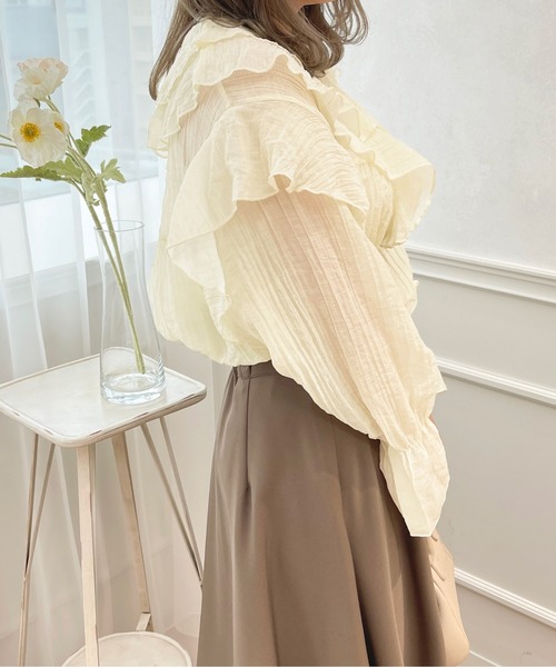 apres jour(アプレジュール)の「シアーラッフルブラウス【ZOZOTOWN限定アイテム】(シャツ/ブラウス・レディース・ピンク/ブラック/アイボリー/オフホワイト・X-LARGE/フリー)」の18枚目の写真