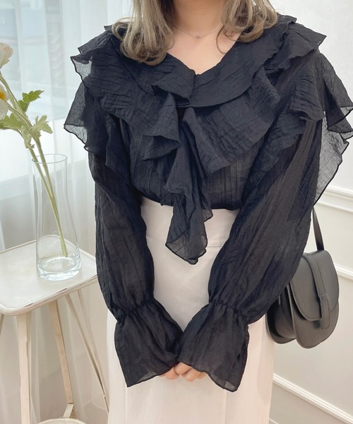 apres jour(アプレジュール)の「シアーラッフルブラウス【ZOZOTOWN限定アイテム】(シャツ/ブラウス・レディース・ピンク/ブラック/アイボリー/オフホワイト・X-LARGE/フリー)」の22枚目の写真