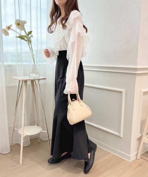 apres jour(アプレジュール)の「シアーラッフルブラウス【ZOZOTOWN限定アイテム】(シャツ/ブラウス・レディース・ピンク/ブラック/アイボリー/オフホワイト・X-LARGE/フリー)」の12枚目の写真