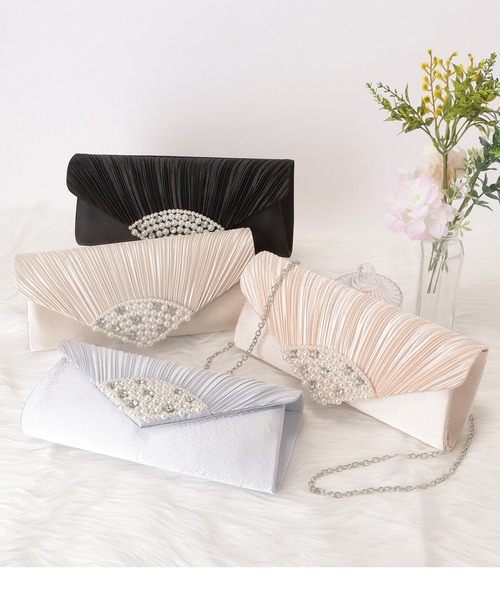 Lace Ladies(レースレディース)の「パールプリーツ 2wayクラッチバッグ(クラッチバッグ・レディース・ブラック/ピンク/シルバー/ベージュ・FREE)」の13枚目の写真