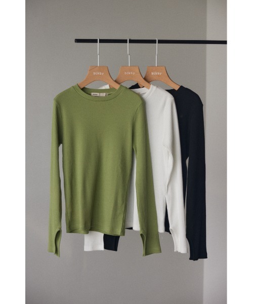 BLACK BY MOUSSY（ブラックバイマウジー）の「organic cotton longsleeve tops(オーガニックコットンロングスリーブトップス)（Tシャツ/カットソー・レディース・ホワイト/ブラック/グリーン・FREE）」の6枚目の写真