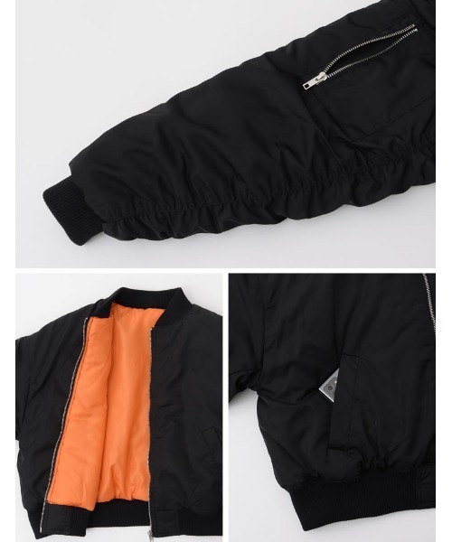 Re:EDIT（リエディ）の「MA-1ショートブルゾン（MA-1・レディース・ブラック/ライトカーキ・MEDIUM）」の6枚目の写真