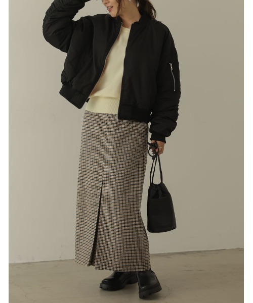 Re:EDIT（リエディ）の「MA-1ショートブルゾン（MA-1・レディース・ブラック/ライトカーキ・MEDIUM）」の7枚目の写真