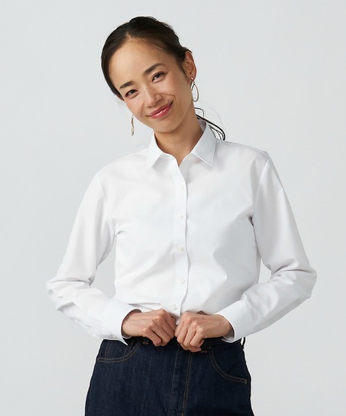 TOKYO SHIRTS（トウキョウシャツ）の「透け防止 形態安定ノーアイロン レギュラー 長袖ビジネスワイシャツ（ビジネスシャツ・レディース・ホワイト・S/M/L/LL/XL）」の7枚目の写真