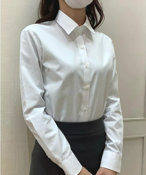TOKYO SHIRTS（トウキョウシャツ）の「透け防止 形態安定ノーアイロン レギュラー 長袖ビジネスワイシャツ（ビジネスシャツ・レディース・ホワイト・S/M/L/LL/XL）」の10枚目の写真