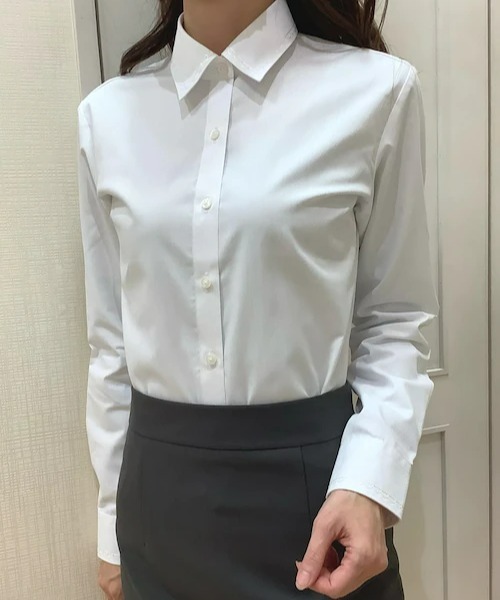 TOKYO SHIRTS（トウキョウシャツ）の「透け防止 形態安定ノーアイロン レギュラー 長袖ビジネスワイシャツ（ビジネスシャツ・レディース・ホワイト・S/M/L/LL/XL）」の11枚目の写真
