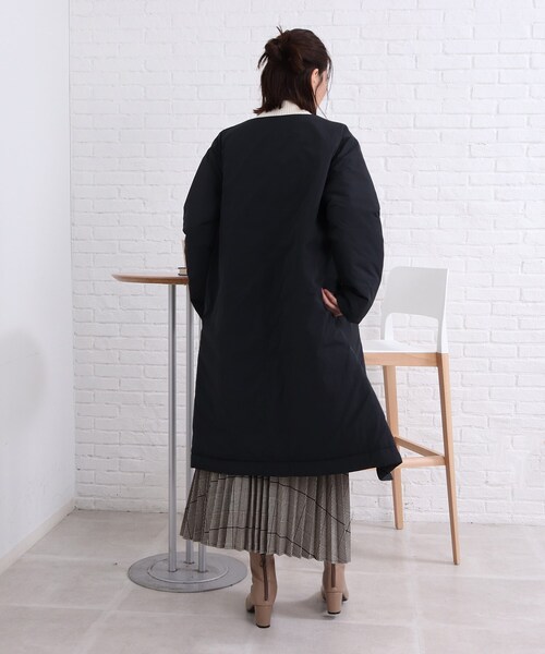 SHOO・LA・RUE(シューラルー)の「◆すっきりシルエットで軽くて暖か【撥水加工】ノーカラー中綿入りコート(ノーカラーコート・レディース・オリーブ/ブラック・04/03/02)」の10枚目の写真
