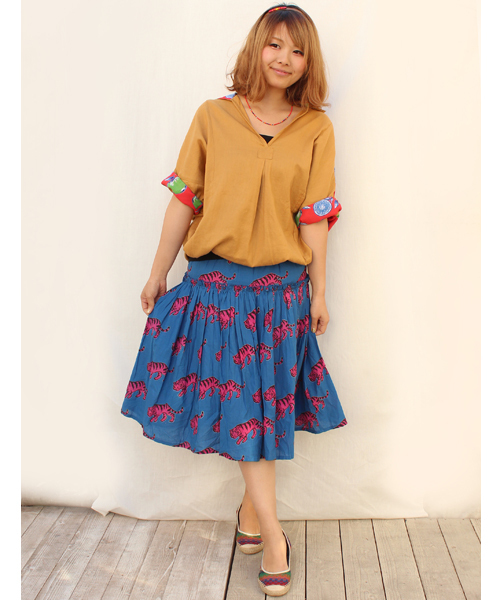 チャイハネ（チャイハネ）の「【チャイハネ】サーナフレアーミニスカート（スカート・レディース・ホワイト/ピンク/ブルー/イエロー・FREE）」の3枚目の写真