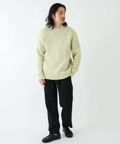 URBAN RESEARCH Sonny Label（アーバンリサーチサニーレーベル）の「『洗濯可』『毛玉防止』クロスパターンニットプルオーバー（ニット/セーター・メンズ・イエロー/ブラウン/ブラック系その他・MEDIUM/LARGE）」の7枚目の写真