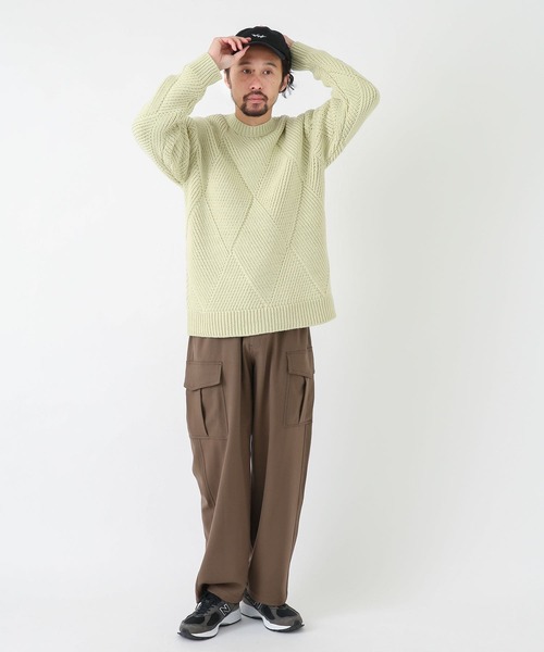 URBAN RESEARCH Sonny Label（アーバンリサーチサニーレーベル）の「『洗濯可』『毛玉防止』クロスパターンニットプルオーバー（ニット/セーター・メンズ・イエロー/ブラウン/ブラック系その他・MEDIUM/LARGE）」の10枚目の写真