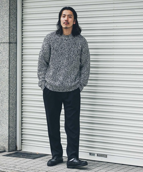 URBAN RESEARCH Sonny Label（アーバンリサーチサニーレーベル）の「『洗濯可』『毛玉防止』クロスパターンニットプルオーバー（ニット/セーター・メンズ・イエロー/ブラウン/ブラック系その他・MEDIUM/LARGE）」の13枚目の写真