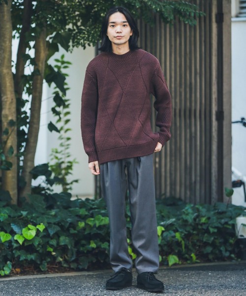 URBAN RESEARCH Sonny Label（アーバンリサーチサニーレーベル）の「『洗濯可』『毛玉防止』クロスパターンニットプルオーバー（ニット/セーター・メンズ・イエロー/ブラウン/ブラック系その他・MEDIUM/LARGE）」の21枚目の写真