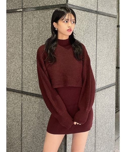 ENVYM（アンビー）の「ニットレイヤードＯＰ（ワンピース・レディース・ボルドー/ベージュ/ブラック・FREE）」の15枚目の写真