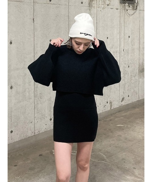 ENVYM（アンビー）の「ニットレイヤードＯＰ（ワンピース・レディース・ボルドー/ベージュ/ブラック・FREE）」の19枚目の写真