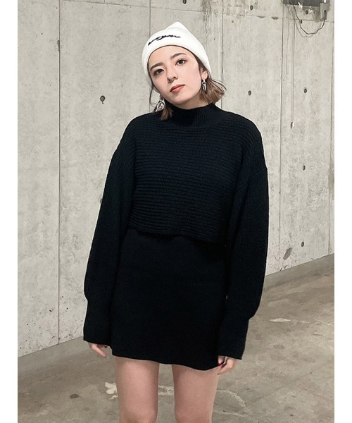 ENVYM（アンビー）の「ニットレイヤードＯＰ（ワンピース・レディース・ボルドー/ベージュ/ブラック・FREE）」の22枚目の写真