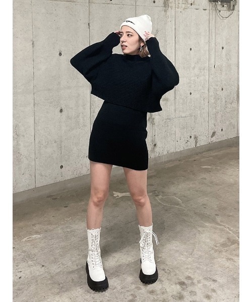 ENVYM（アンビー）の「ニットレイヤードＯＰ（ワンピース・レディース・ボルドー/ベージュ/ブラック・FREE）」の13枚目の写真