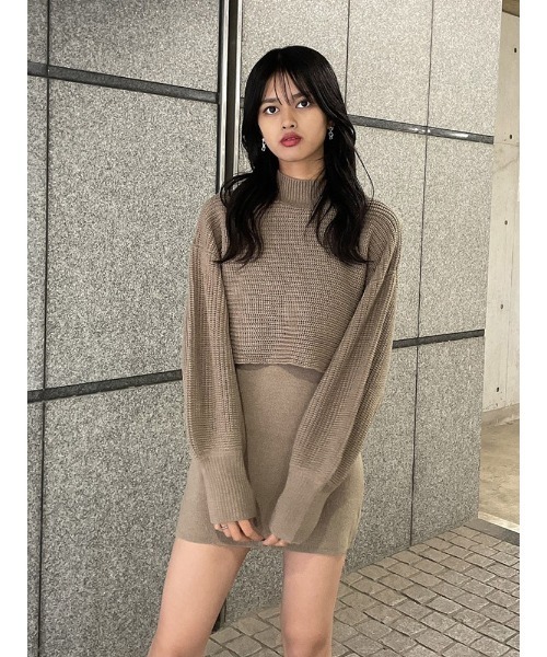 ENVYM（アンビー）の「ニットレイヤードＯＰ（ワンピース・レディース・ボルドー/ベージュ/ブラック・FREE）」の20枚目の写真