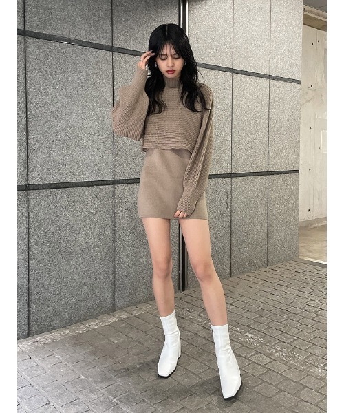 ENVYM（アンビー）の「ニットレイヤードＯＰ（ワンピース・レディース・ボルドー/ベージュ/ブラック・FREE）」の17枚目の写真