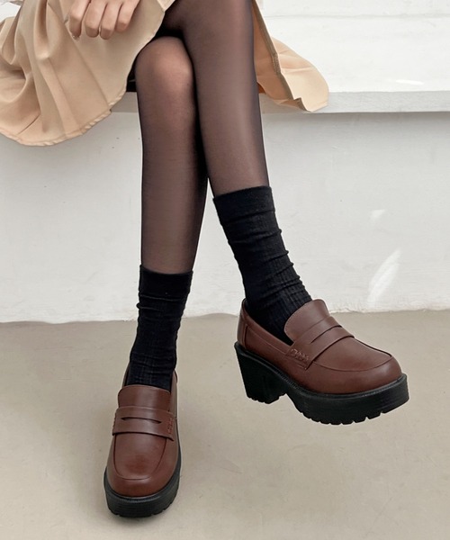 Shoes in Closet(シューズインクローゼット)の「軽量厚底 タンクソール ヒールアップ ローファー 1895(ローファー・レディース・ブラック/ブラック系その他/アイボリー/ダークブラウン/ブラウン系その他・S/M/L/LL/3L/XS)」の16枚目の写真