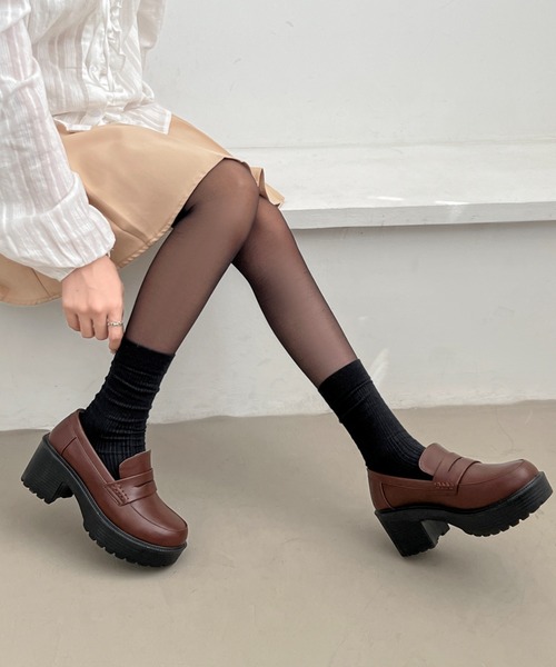 Shoes in Closet(シューズインクローゼット)の「軽量厚底 タンクソール ヒールアップ ローファー 1895(ローファー・レディース・ブラック/ブラック系その他/アイボリー/ダークブラウン/ブラウン系その他・S/M/L/LL/3L/XS)」の17枚目の写真