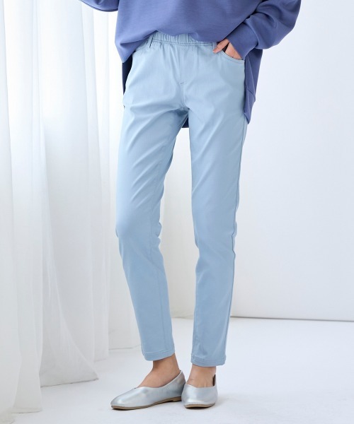 SMILE LAND(スマイルランド)の「<大きいサイズ> 超ストレッチレーヨン混スリムパンツ【股下68cm】(その他パンツ・レディース・ラベンダー/カーキ/ブラック/ライトグレー/ミント/モカ/ライトピンク/イエロー/ライトブルー/ネイビー・4L/5L/3L/L/LL)」の6枚目の写真
