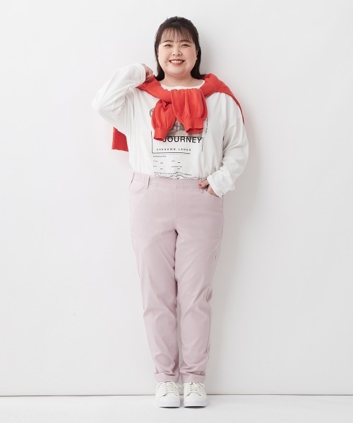 SMILE LAND(スマイルランド)の「<大きいサイズ> 超ストレッチレーヨン混スリムパンツ【股下68cm】(その他パンツ・レディース・ラベンダー/カーキ/ブラック/ライトグレー/ミント/モカ/ライトピンク/イエロー/ライトブルー/ネイビー・4L/5L/3L/L/LL)」の20枚目の写真