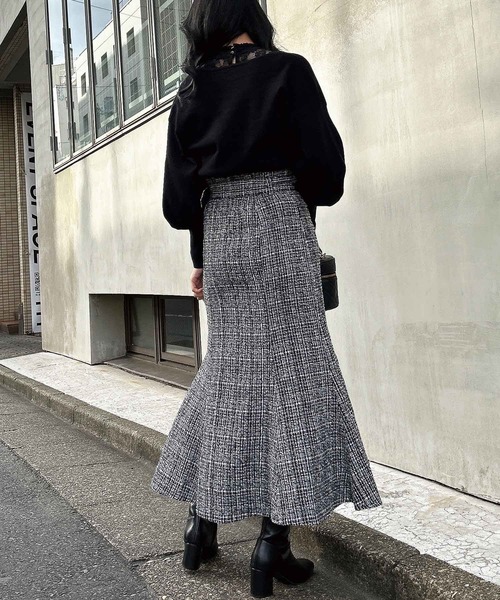 INGNI（イング）の「レースインナーカシュクールニット（ニット/セーター・レディース・ブラック/サックスブルー/アイボリー・M）」の12枚目の写真