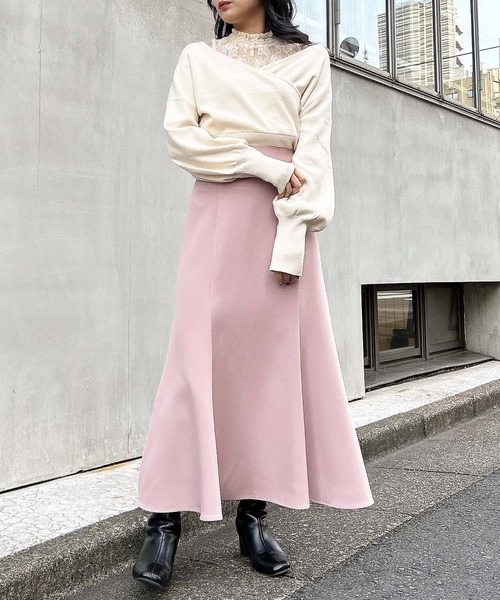 INGNI（イング）の「レースインナーカシュクールニット（ニット/セーター・レディース・ブラック/サックスブルー/アイボリー・M）」の6枚目の写真