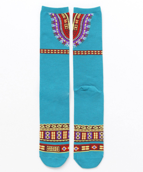 チャイハネ（チャイハネ）の「【チャイハネ】ダシキミドルソックス25～28cm（ソックス/靴下・メンズ・ホワイト/ブラック/カーキ/ブルー/ターコイズブルー・FREE）」の5枚目の写真