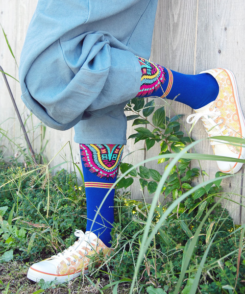 チャイハネ（チャイハネ）の「【チャイハネ】ダシキミドルソックス25～28cm（ソックス/靴下・メンズ・ホワイト/ブラック/カーキ/ブルー/ターコイズブルー・FREE）」の14枚目の写真