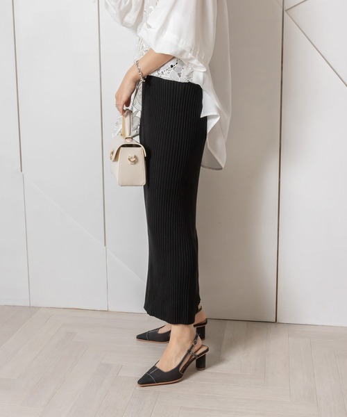 RANDA（ランダ）の「【選べる丈感】リブニットストレートスカート（スカート・レディース・ブラック/グレー/パープル・FREE/TM）」の2枚目の写真