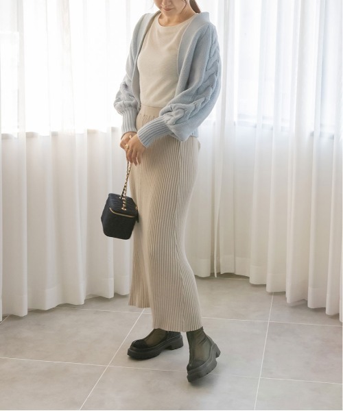 RANDA（ランダ）の「【選べる丈感】リブニットストレートスカート（スカート・レディース・ブラック/グレー/パープル・FREE/TM）」の6枚目の写真