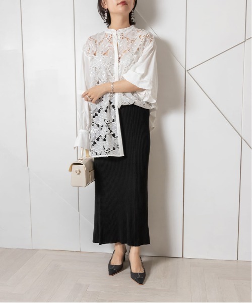 RANDA（ランダ）の「【選べる丈感】リブニットストレートスカート（スカート・レディース・ブラック/グレー/パープル・FREE/TM）」の9枚目の写真