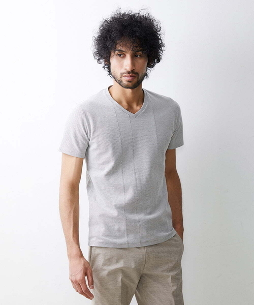 MICHEL KLEIN HOMME (ミッシェルクランオム)の「《日本製》幾何柄半袖カットソー(Tシャツ/カットソー・メンズ・グレー/ホワイト/ブルー・MEDIUM/LARGE/X-LARGE)」の15枚目の写真