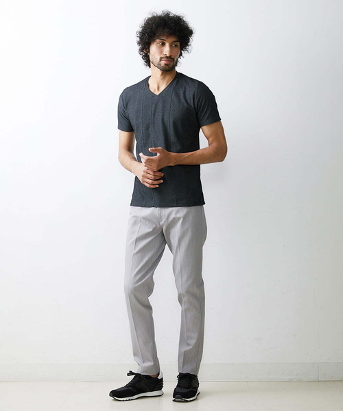MICHEL KLEIN HOMME (ミッシェルクランオム)の「《日本製》幾何柄半袖カットソー(Tシャツ/カットソー・メンズ・グレー/ホワイト/ブルー・MEDIUM/LARGE/X-LARGE)」の12枚目の写真