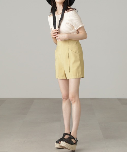 FREE'S MART（フリーズマート）の「【パープルカラーWEB限定】◆2Wayオフショルフリルリブ半袖ニット（ニット/セーター・レディース・ホワイト/イエロー/ベージュ/ブラック/パープル・FREE）」の12枚目の写真