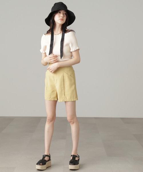 FREE'S MART（フリーズマート）の「【パープルカラーWEB限定】◆2Wayオフショルフリルリブ半袖ニット（ニット/セーター・レディース・ホワイト/イエロー/ベージュ/ブラック/パープル・FREE）」の14枚目の写真