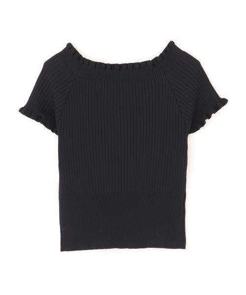 FREE'S MART（フリーズマート）の「【パープルカラーWEB限定】◆2Wayオフショルフリルリブ半袖ニット（ニット/セーター・レディース・ホワイト/イエロー/ベージュ/ブラック/パープル・FREE）」の6枚目の写真