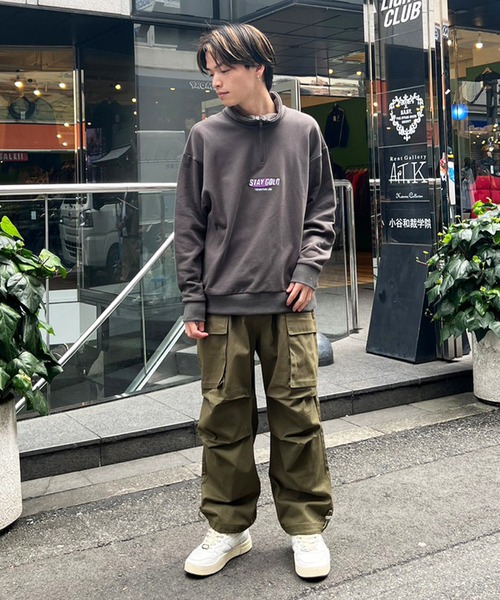 STAY GOLD（ステイゴールド）の「STAY GOLD ワンポイント刺繍 ハーフZIP / オーバーサイズ ハーフジップ スウェット ビッグシルエット トレーナー（スウェット・メンズ・チャコール/オートミール・M/L）」の18枚目の写真