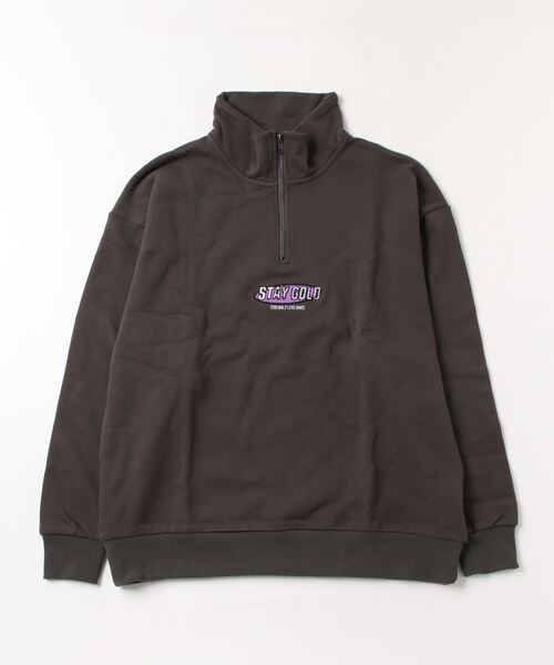 STAY GOLD（ステイゴールド）の「STAY GOLD ワンポイント刺繍 ハーフZIP / オーバーサイズ ハーフジップ スウェット ビッグシルエット トレーナー（スウェット・メンズ・チャコール/オートミール・M/L）」の12枚目の写真